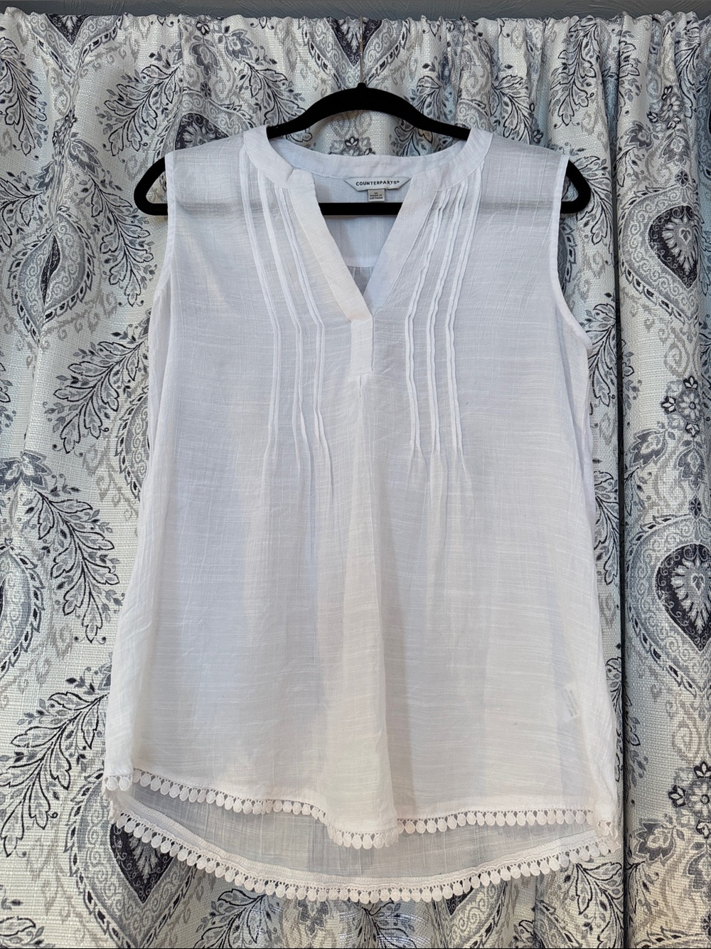 Counterparts White Sleeveless Pintuck Blouse